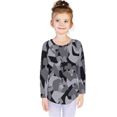 Urban Initial Camouflage Grey Black Kids  Long Sleeve Tee