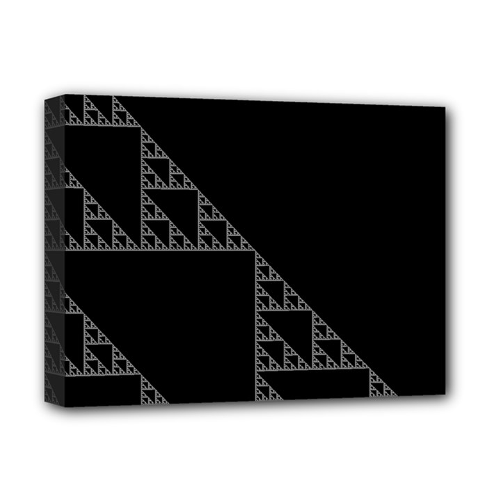 Triangle Black White Chevron Deluxe Canvas 16  x 12  