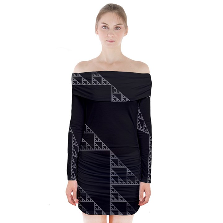 Triangle Black White Chevron Long Sleeve Off Shoulder Dress