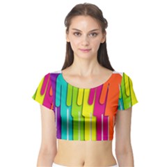 Trans Gender Purple Green Blue Yellow Red Orange Color Rainbow Sign Short Sleeve Crop Top (tight Fit) by Mariart