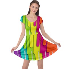 Trans Gender Purple Green Blue Yellow Red Orange Color Rainbow Sign Cap Sleeve Dresses by Mariart