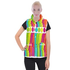 Trans Gender Purple Green Blue Yellow Red Orange Color Rainbow Sign Women s Button Up Puffer Vest