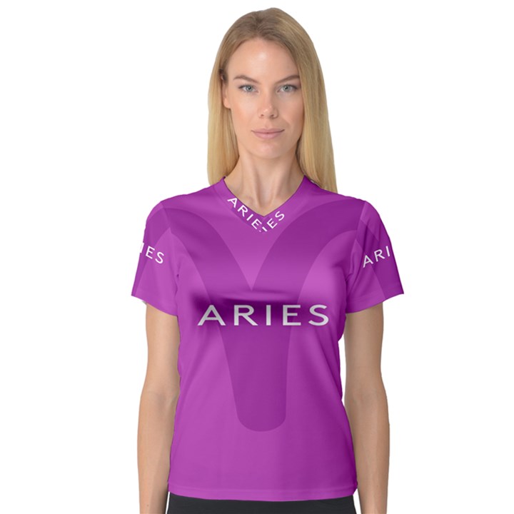 Zodiac Aries Women s V-Neck Sport Mesh Tee