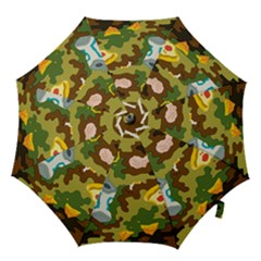 Urban Camo Green Brown Grey Pizza Strom Hook Handle Umbrellas (medium) by Mariart