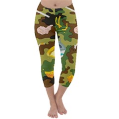 Urban Camo Green Brown Grey Pizza Strom Capri Winter Leggings  by Mariart