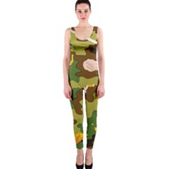 Urban Camo Green Brown Grey Pizza Strom Onepiece Catsuit by Mariart