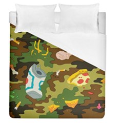 Urban Camo Green Brown Grey Pizza Strom Duvet Cover (queen Size) by Mariart