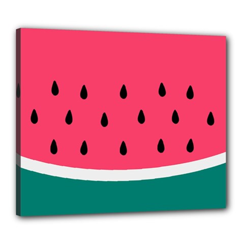 Watermelon Red Green White Black Fruit Canvas 24  X 20  by Mariart