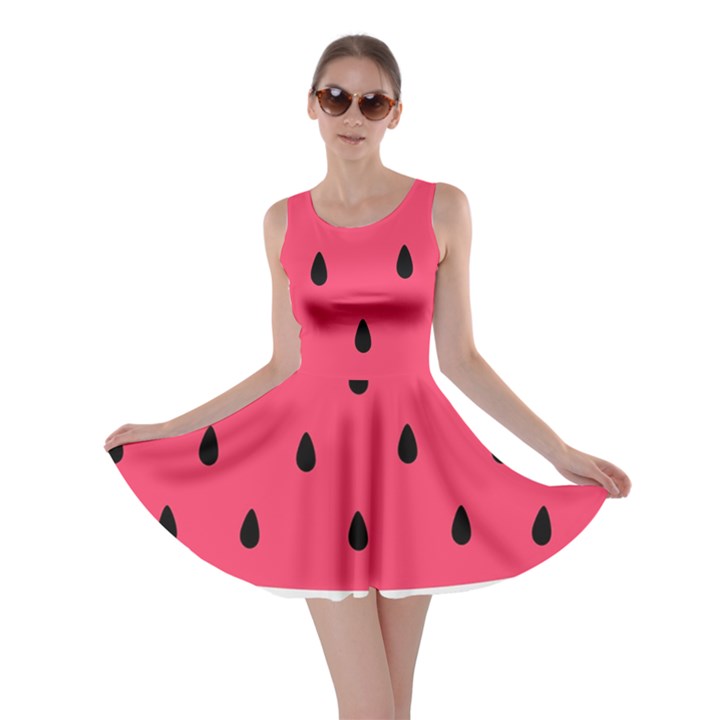 Watermelon Red Green White Black Fruit Skater Dress