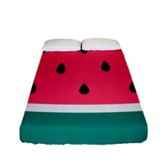 Watermelon Red Green White Black Fruit Fitted Sheet (full/ Double Size) by Mariart