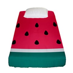 Watermelon Red Green White Black Fruit Fitted Sheet (single Size) by Mariart