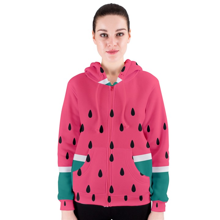 Watermelon Red Green White Black Fruit Women s Zipper Hoodie