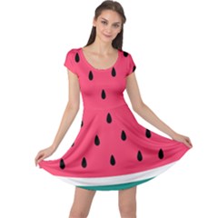 Watermelon Red Green White Black Fruit Cap Sleeve Dresses by Mariart