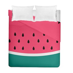 Watermelon Red Green White Black Fruit Duvet Cover Double Side (full/ Double Size) by Mariart