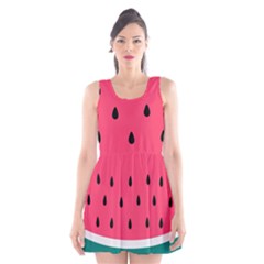 Watermelon Red Green White Black Fruit Scoop Neck Skater Dress by Mariart