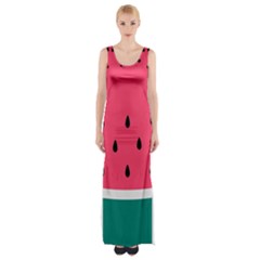 Watermelon Red Green White Black Fruit Maxi Thigh Split Dress by Mariart