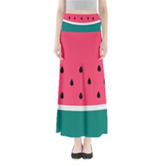 Watermelon Red Green White Black Fruit Maxi Skirts by Mariart