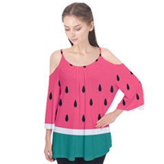 Watermelon Red Green White Black Fruit Flutter Tees