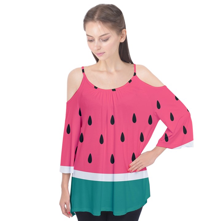 Watermelon Red Green White Black Fruit Flutter Tees