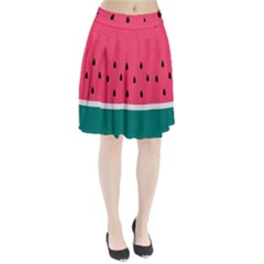 Watermelon Red Green White Black Fruit Pleated Skirt by Mariart