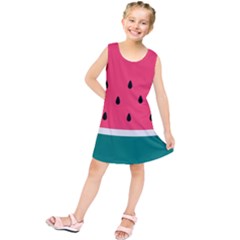 Watermelon Red Green White Black Fruit Kids  Tunic Dress by Mariart