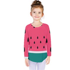 Watermelon Red Green White Black Fruit Kids  Long Sleeve Tee