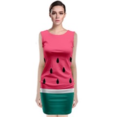 Watermelon Red Green White Black Fruit Sleeveless Velvet Midi Dress by Mariart