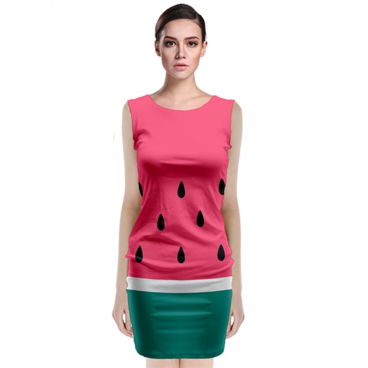 Watermelon Red Green White Black Fruit Sleeveless Velvet Midi Dress