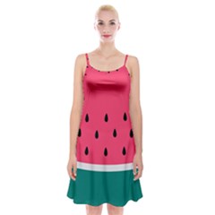 Watermelon Red Green White Black Fruit Spaghetti Strap Velvet Dress by Mariart