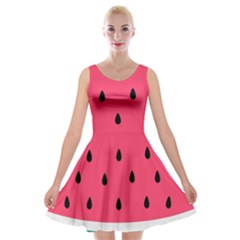 Watermelon Red Green White Black Fruit Velvet Skater Dress by Mariart