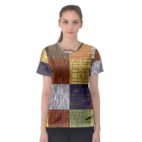 Blocky Filters Yellow Brown Purple Red Grey Color Rainbow Women s Sport Mesh Tee by Mariart