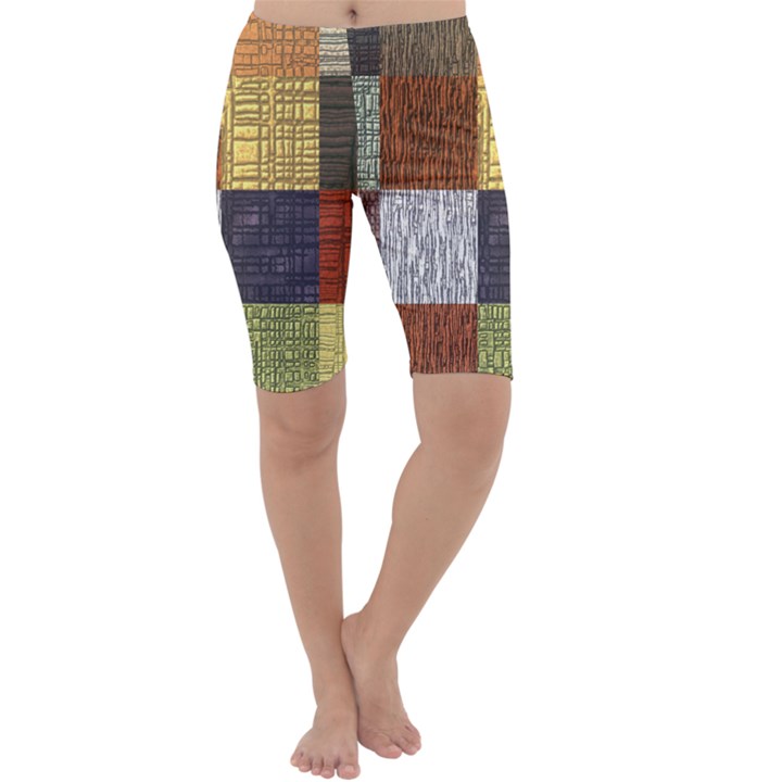 Blocky Filters Yellow Brown Purple Red Grey Color Rainbow Cropped Leggings 