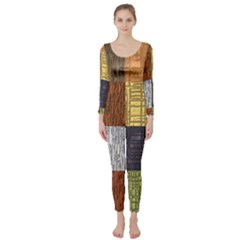 Blocky Filters Yellow Brown Purple Red Grey Color Rainbow Long Sleeve Catsuit by Mariart