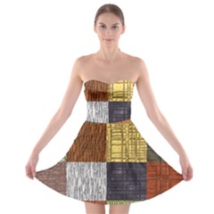 Blocky Filters Yellow Brown Purple Red Grey Color Rainbow Strapless Bra Top Dress by Mariart