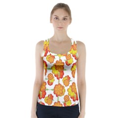 Colorful Stylized Floral Pattern Racer Back Sports Top by dflcprintsclothing