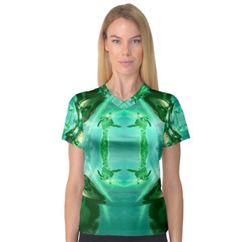 Green Lantern 3d Effect Women s V-neck Sport Mesh Tee by 3Dbjvprojats