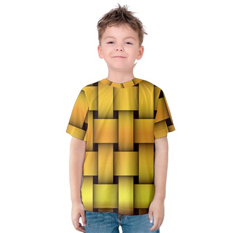 Rough Gold Weaving Pattern Kids  Cotton Tee by Simbadda