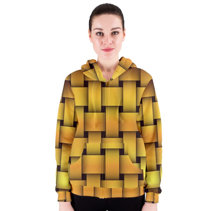 Rough Gold Weaving Pattern Women s Zipper Hoodie