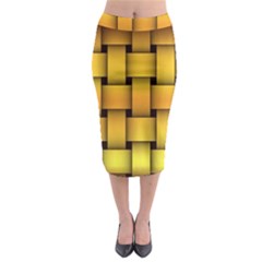 Rough Gold Weaving Pattern Midi Pencil Skirt by Simbadda