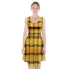 Rough Gold Weaving Pattern Racerback Midi Dress by Simbadda