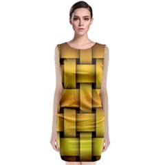 Rough Gold Weaving Pattern Sleeveless Velvet Midi Dress by Simbadda