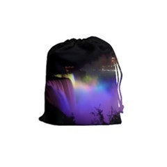 Niagara Falls Dancing Lights Colorful Lights Brighten Up The Night At Niagara Falls Drawstring Pouches (medium)  by Simbadda