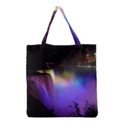 Niagara Falls Dancing Lights Colorful Lights Brighten Up The Night At Niagara Falls Grocery Tote Bag by Simbadda