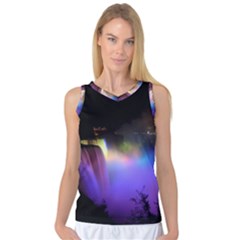 Niagara Falls Dancing Lights Colorful Lights Brighten Up The Night At Niagara Falls Women s Basketball Tank Top by Simbadda