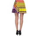 Retro Circles And Stripes Colorful 60s And 70s Style Circles And Stripes Background Skater Skirt View2