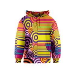 Retro Circles And Stripes Colorful 60s And 70s Style Circles And Stripes Background Kids  Zipper Hoodie by Simbadda