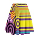 Retro Circles And Stripes Colorful 60s And 70s Style Circles And Stripes Background High Waist Skirt View1