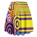 Retro Circles And Stripes Colorful 60s And 70s Style Circles And Stripes Background High Waist Skirt View2