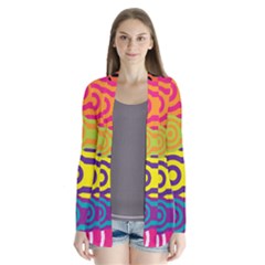 Retro Circles And Stripes Colorful 60s And 70s Style Circles And Stripes Background Cardigans by Simbadda