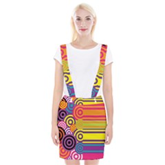 Retro Circles And Stripes Colorful 60s And 70s Style Circles And Stripes Background Suspender Skirt